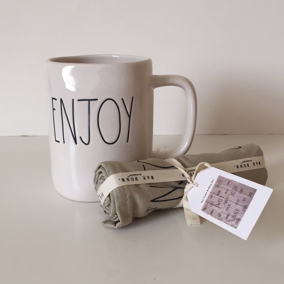 Rae Dunn Other - RAE DUNN “Enjoy” tea towel and mug set